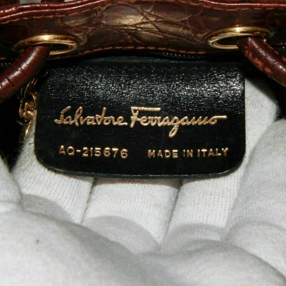 Authentic Salvatore Ferragamo Draw String Bucket Backpack Brown - Picture 10 of 10